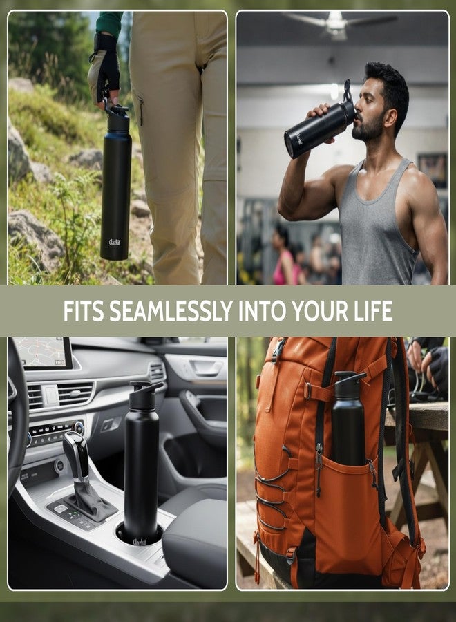 Clazkit زجاجة مياه Clazkit Amaze الرياضية المصنوعة من الفولاذ المقاوم للصدأ، لون أسود مطفي | معتمدة من ISI، مانعة للتسرب، خالية من الصدأ، خالية من مادة BPA، متينة للاستخدام في الثلاجة، والرياضة، والنادي الرياضي، واليوغا، والمكتب - سهلة التنظيف وقابلة لإعادة الاستخدام - سعة 1000 مل - Image 4